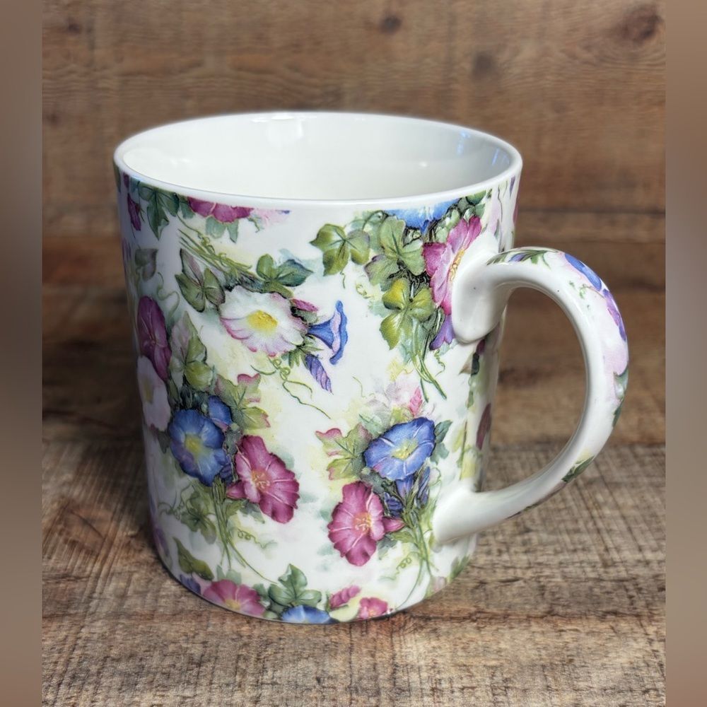 Beautiful Large Floral Ceramic Mug Heron Cross Pottery England Tea Coffee
